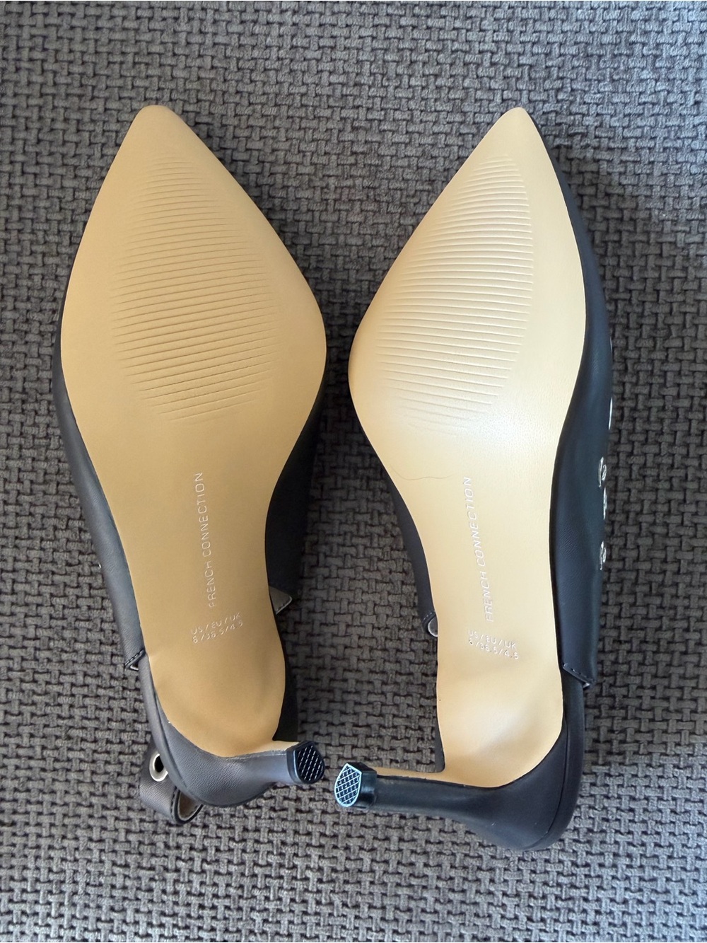 French Connection Rockout Slingback Grommet Heel Pumps Grey 6 Whimsigoth Edgy - Picture 6 of 13